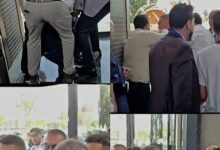 صورة إصابة فوزي لقجع في وجهه بعد اصطدامه بباب زجاجي